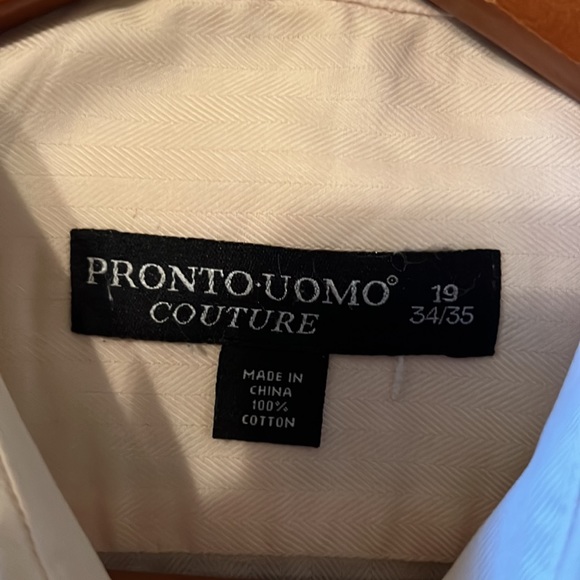 11. Pronto•Uomo Mens Dress Shirt in Light Peach - Picture 10 of 14